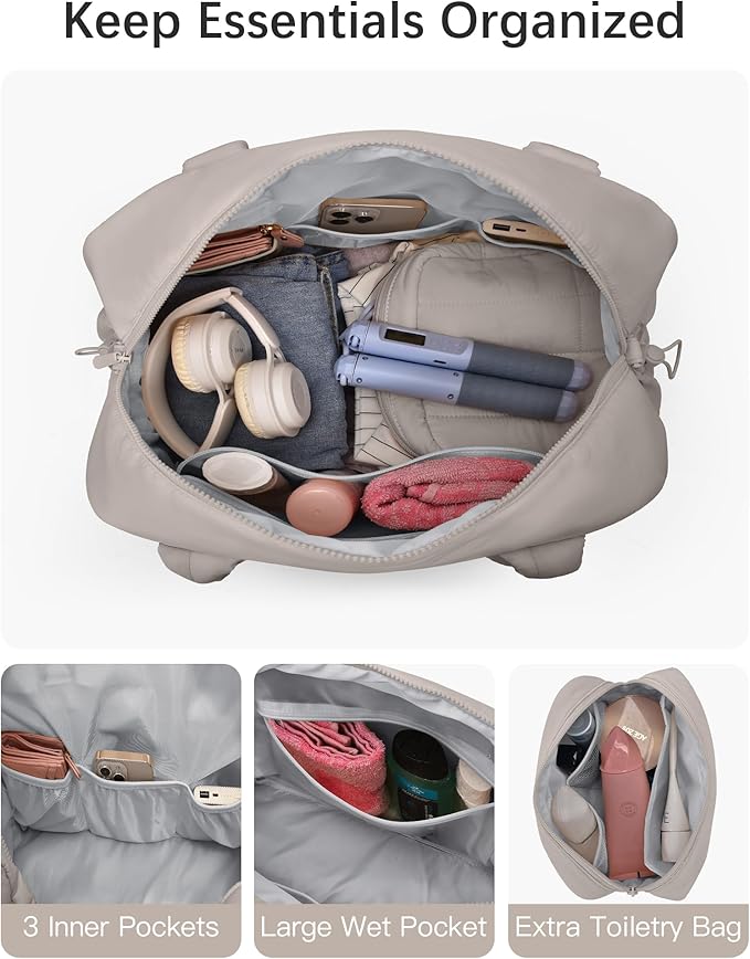oscaurt Gym Bag for Women Lightweight Duffle Bag for Travel with Toiletry Pouch Water Resistant Carry On Weekender Overnight Duffel