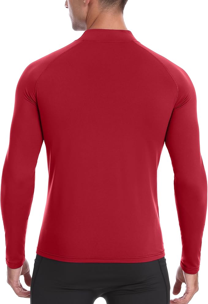 Men's Thermal Compression Shirts, Long Sleeve Fleece Lined Turtleneck Undershirt, Cold Weather Ski Base Layer Tops