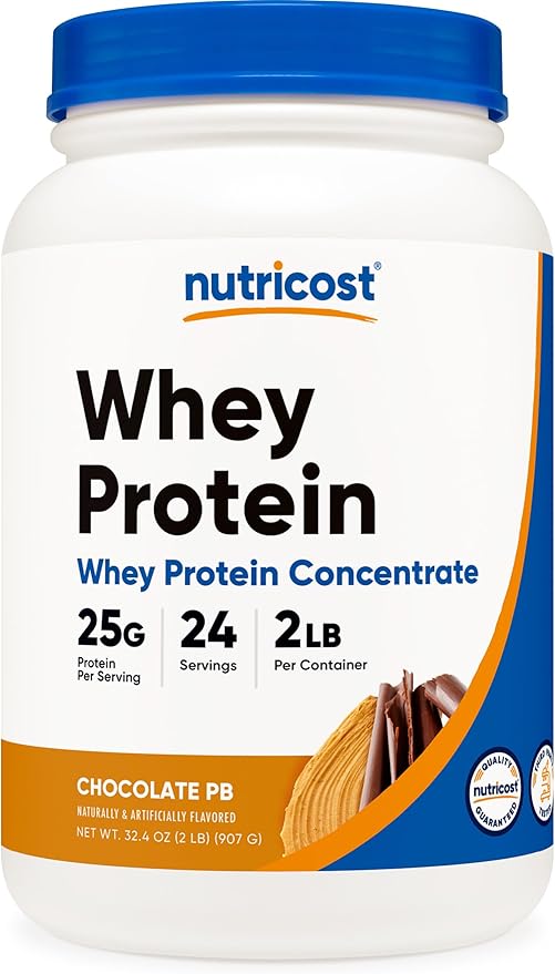 Nutricost Whey Protein Concentrate (Chocolate Peanut Butter) 2LBS - Gluten Free & Non-GMO