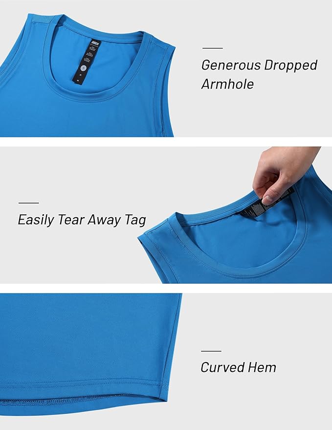 MIER Men's Tank Tops Workout Sleeveless Tee Shirts Muscle Athletic Gym Running Beach Tanks for Men, Quick Dry