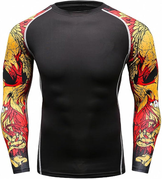 Men's Soft Slim Long Sleeve Dry-Fit Compression Gym Trainning Shirt