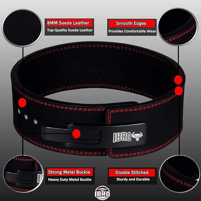 IBRO Powerlifting Lever Gym Belt – Power 8MM, 10MM or 13MM Extreme Heavy Duty Genuine Leather Belts - Squats Deadlifts Bodybuilding Weight Lifting IPF Power Lifting Strongman for Men