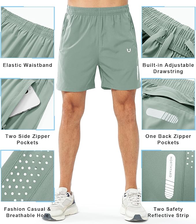NORTHYARD Men's Athletic Running Shorts Quick Dry Workout Shorts 7"/ 5"/ 9" Lightweight Sports Gym Basketball Tennis Hiking