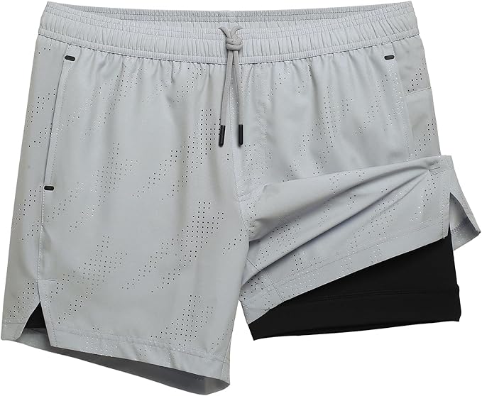 maamgic Mens Running Shorts with Compression Liner 5" Quick Dry Workout Gym Shorts Anti-Chafe 2 in 1 Athletic Shorts