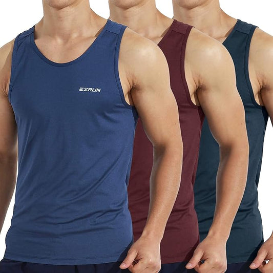 EZRUN Men's Quick Dry Sport Tank Top for Bodybuilding Gym Athletic Jogging Running,Fitness Training Workout Sleeveless Shirts