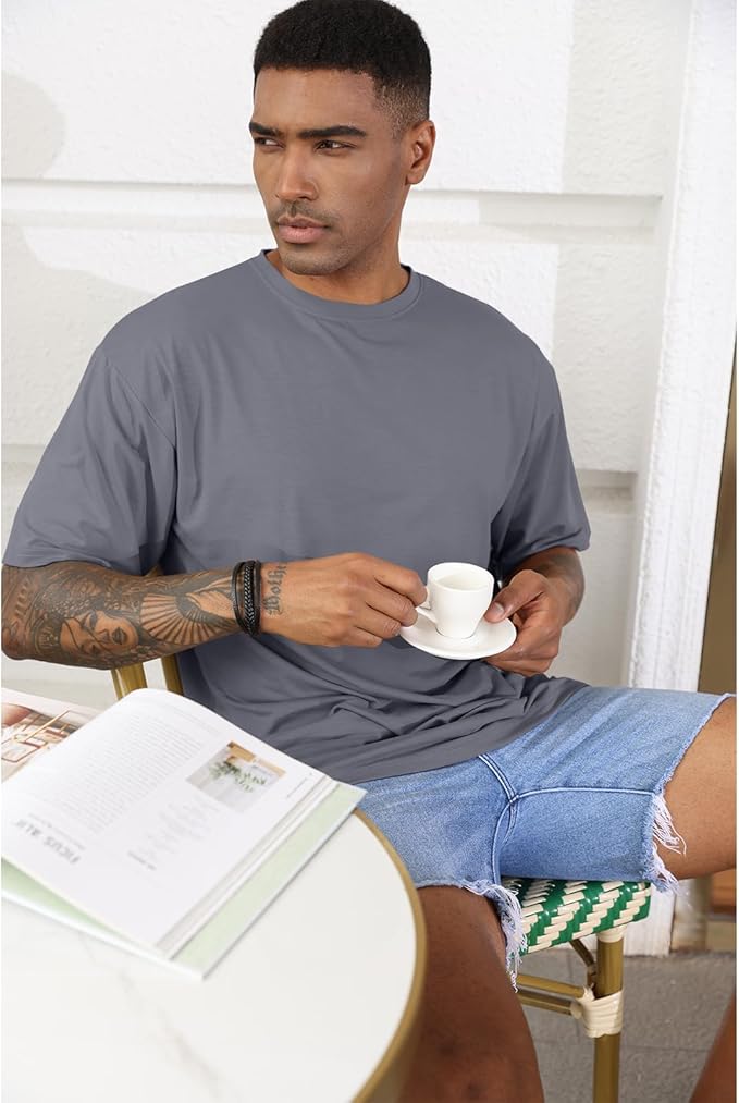 Men's Oversized Workout T-Shirts Lightweight Quick Dry Short Sleeve Tshirts Crew Neck Loose Fit Athletic Tops