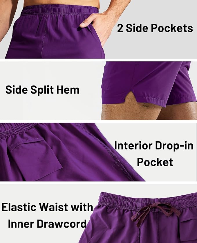 MIER Men's Workout Running Shorts Quick Dry Active 5 Inches Shorts with Pockets, Lightweight, Breathable