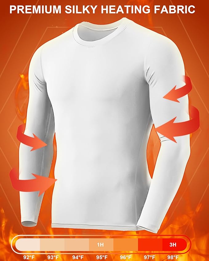 Men's Thermal Compression Shirts, Long Sleeve Fleece Lined Base Layer, Cold Weather Gear Athletic Undershirt Top