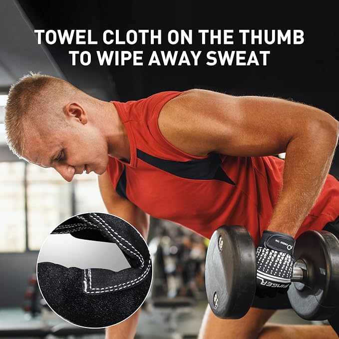 Full Finger Workout Gloves Weight Lifting Touchscreen for Men Women with Padding, Full Hand Gym Exercise Gloves Male Female, Non Slip Fitness Gloves Extra Grip for Cycling Climbing Hiking