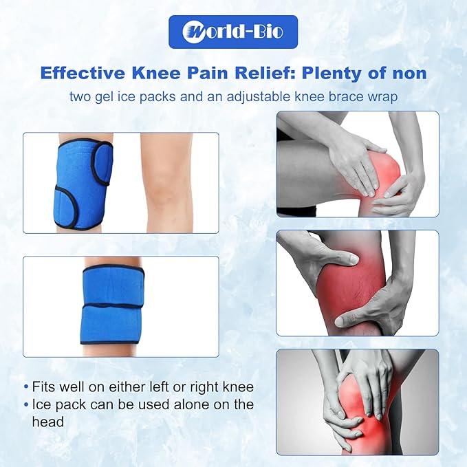 Knee Ice Pack for for Injury, Reusable Hot Cold Ice Gel Pack for Swelling, Muscle Soreness, Joint Pain, Flexible Knee Ice Pack Wrap Cold Compress for Replacement Surgery, Sprains, Arthritis