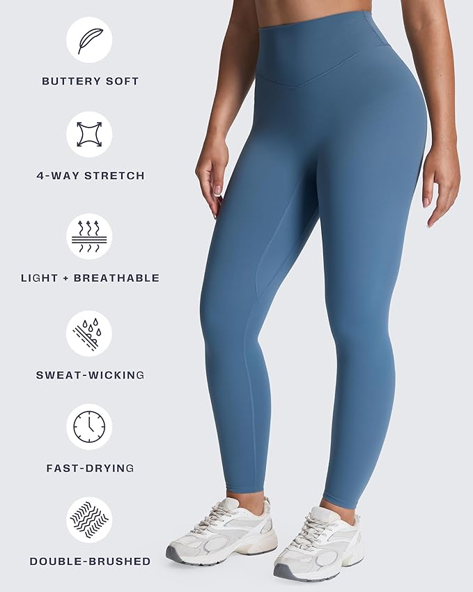 Aoxjox High Waisted Workout Leggings for Women Tummy Control Buttery Soft Yoga Metamorph Deep V Pants 26"