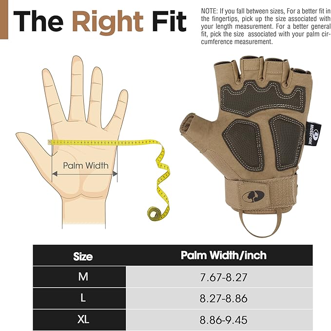Mossy Oak Fingerless Tactical Gloves for Men and Women- Motorcycle Gloves for Tactical Shooting, Hunting, Cycling and Hiking