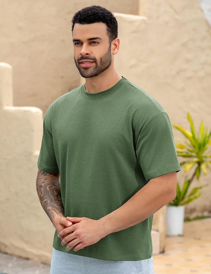 Mens Oversize Short Sleeve T-Shirts Loose Fit Solid Color Lightweight Tee Shirt Athletic Dry Fit Top