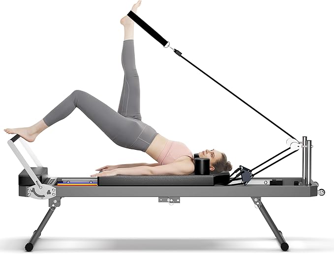 SogesPower Pilates Reformer Machine for Home Gym Workout, Foldable Pilates Equipment with High Strength Alloy Springs for Beginners, Up to 400lbs