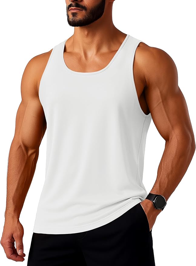 TACVASEN Mens Workout Tank Top UPF 80+ Y-Back Muscle Shirts Quick Dry Sleeveless Tee Shirt for Swim Beach Gym Athletic