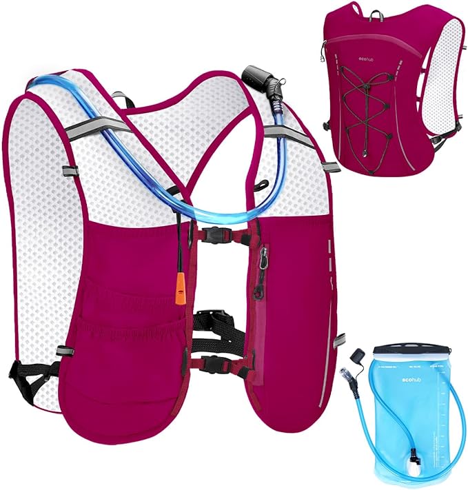 ECOHUB Running Hydration Vest Backpack,Lightweight Breathable Pack with 2L Water Bladder Bag Daypack for Hiking Trail Running Cycling Race Marathon for Women Men
