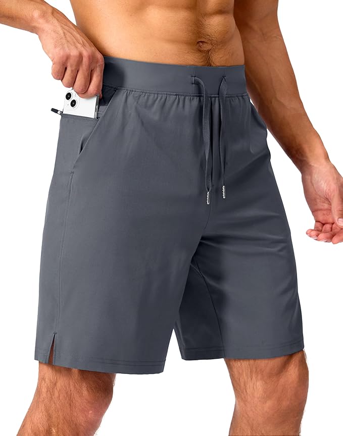 Men's Running Shorts with Zipper Pockets 9 Inch/ 7 Inch / 5 Inch Lightweight Quick Dry Gym Workout Athletic Shorts for Men
