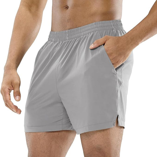 MIER Men's Workout Running Shorts Quick Dry Active 5 Inches Shorts with Pockets, Lightweight, Breathable