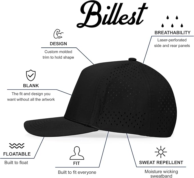 Gilbert Performance Snapback Hat | 5 Panel Blank Cap for Men & Women | Breathable & Lightweight | Curved Bill
