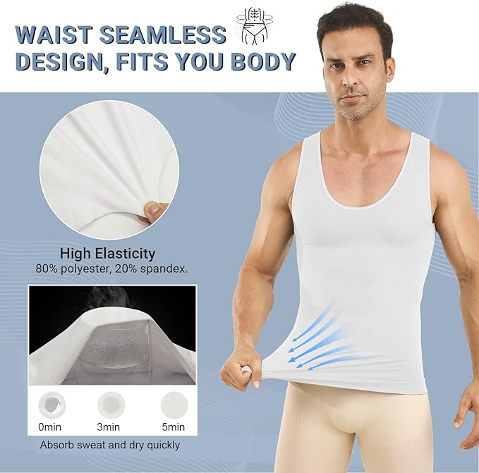 Gynecomastia Compression Shirt Men, Slimming Undershirt Compression Tank Top Mens Shapewear Body Shaper