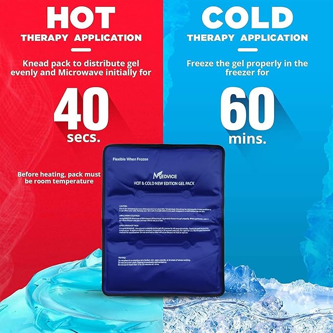 Medvice Ice Pack for Injuries Reusable - for Hip, Shoulder, Knee, Back - Hot & Cold Compress for Pain, Swelling, Bruises, Surgery - Large - 11.5"x14.25"