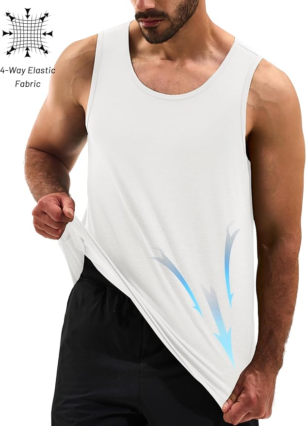 Cotrasen Men's Tank Top UPF 50+ Sleeveless Shirt Cotton Moisture Wicking Casual Gym Workout Shirts Cooling Muscle Tee Shirt