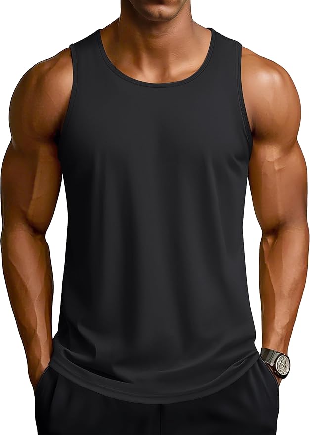 TACVASEN Men's Workout Tank Tops Sleeveless UPF 50+ Summer Sun Shirts Quick Dry for Running Swim Gym Beach