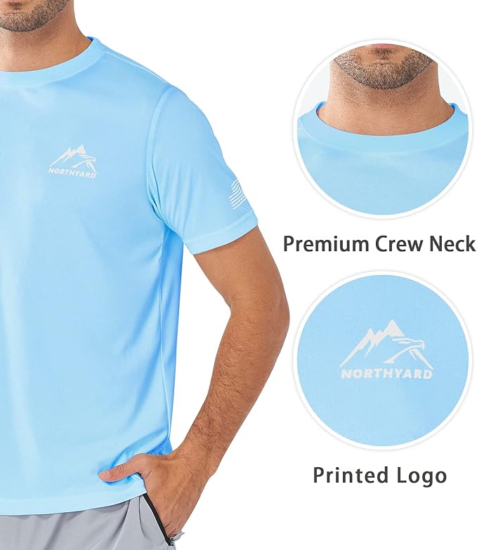 NORTHYARD Men's UPF 50+ Sun Protection Shirts Swim SPF UV Quick Dry Short Sleeve T-Shirts for Athletic Fishing Rash Guard