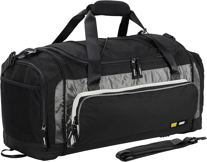 MIER Large Duffel Bag Men's Gym Bag with Shoe Compartment, 60L