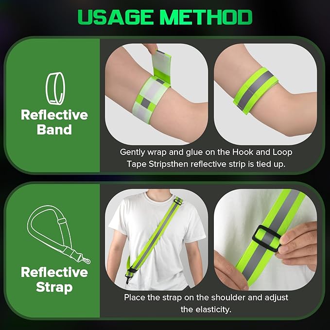 Reflective Sash for Walking at Night, High Visibility Reflective Running Gear Night Walking Safety Gear for Men Women Kids, Reflective Sash with 2 Pcs Reflective Armbands for Running Walking