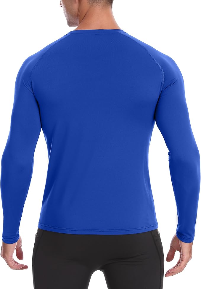 Mens Thermal Compression Shirts, Warm Long Sleeve Fleece Lined Tops Athletic Base Layer for Running Cold Weather