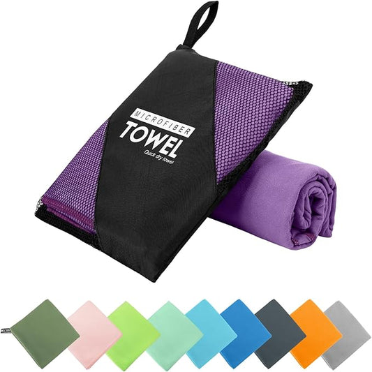 Microfiber Travel Towel, Soft Lightweight Quick Dry Towel, Super Absorbent Compact Travel & Sports & Beach Towels for Camping, Backpack, Gym, Swimming, Yoga, Hiking (L:24"×48" -Purple)