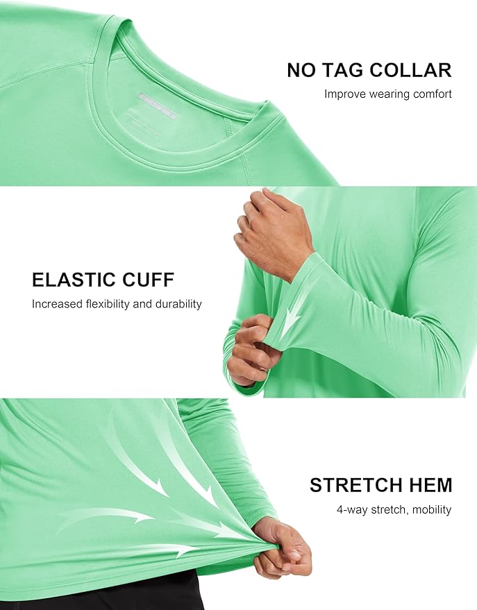 MAGCOMSEN Men's Long Sleeve Shirts UPF 50+ UV Sun Protection Athletic Shirts for Hiking Running Workout Rash Guard