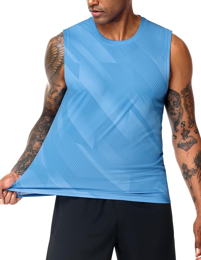 MIER Men's Workout Tank Tops UPF 50+ Swim Shirts Quick Dry Running Sleeveless UV Protection Muscle Tees