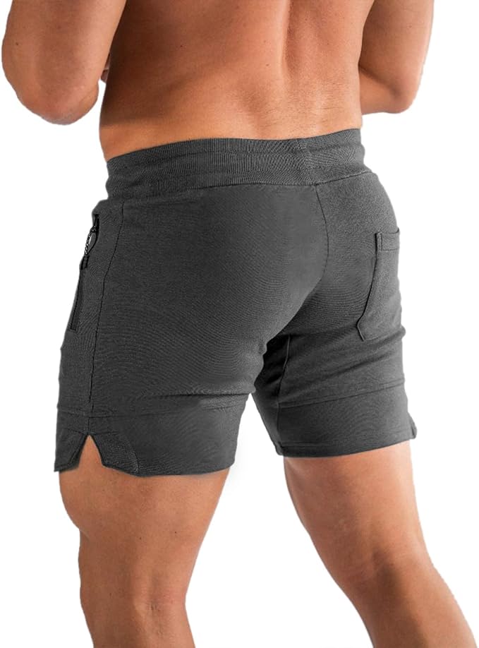 PIDOGYM Men's 5" Gym Workout Shorts,Fitted Jogging Short Pants for Bodybuilding Running Training with Zipper Pockets