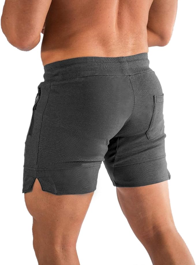 PIDOGYM Men's 5" Gym Workout Shorts,Fitted Jogging Short Pants for Bodybuilding Running Training with Zipper Pockets