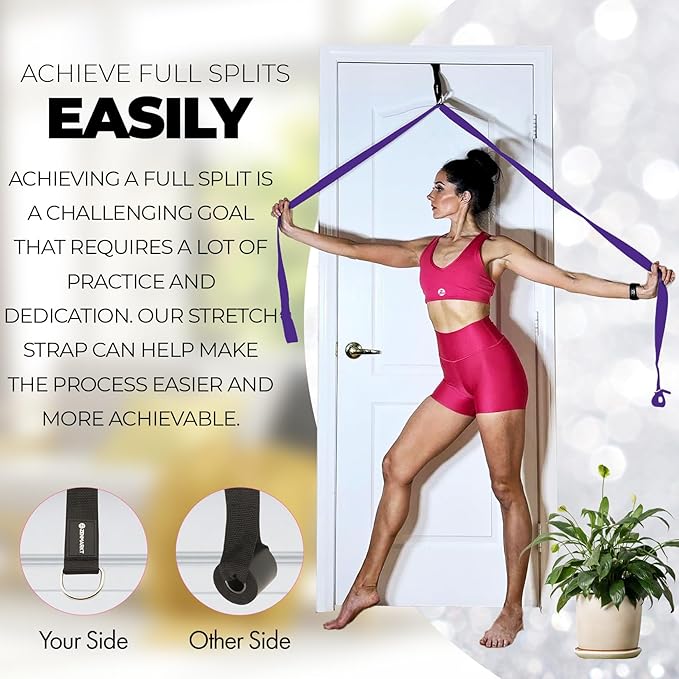 Pilates Stretching Strap with Door Anchor - Flexibility Equipment for Pilates Practitioners - Ideal for Improving Leg Flexibility, Core Stability, and Posture Alignment at Home