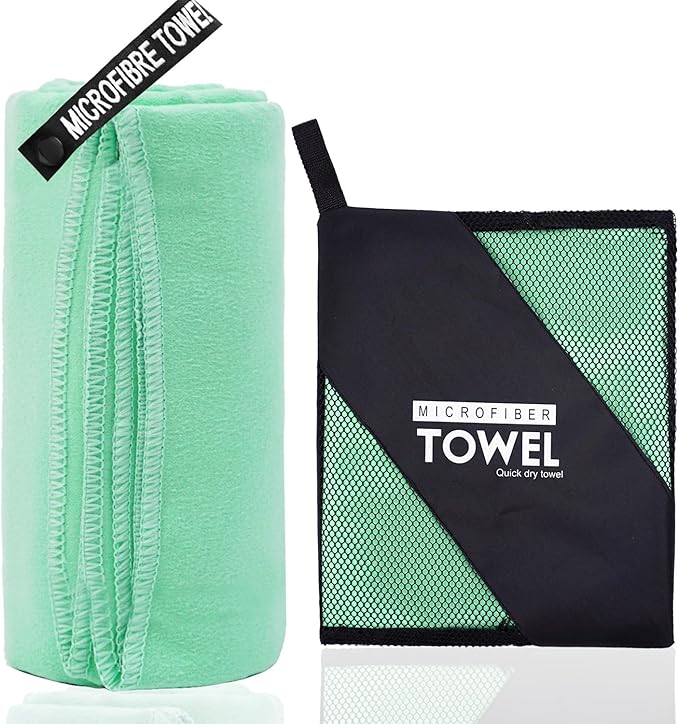 Microfiber Travel Towel, Soft Lightweight Quick Dry Towel, Super Absorbent Compact Travel & Sports & Beach Towels for Camping, Backpack, Gym, Swimming, Yoga, Hiking (L:24"×48" -MintColor)