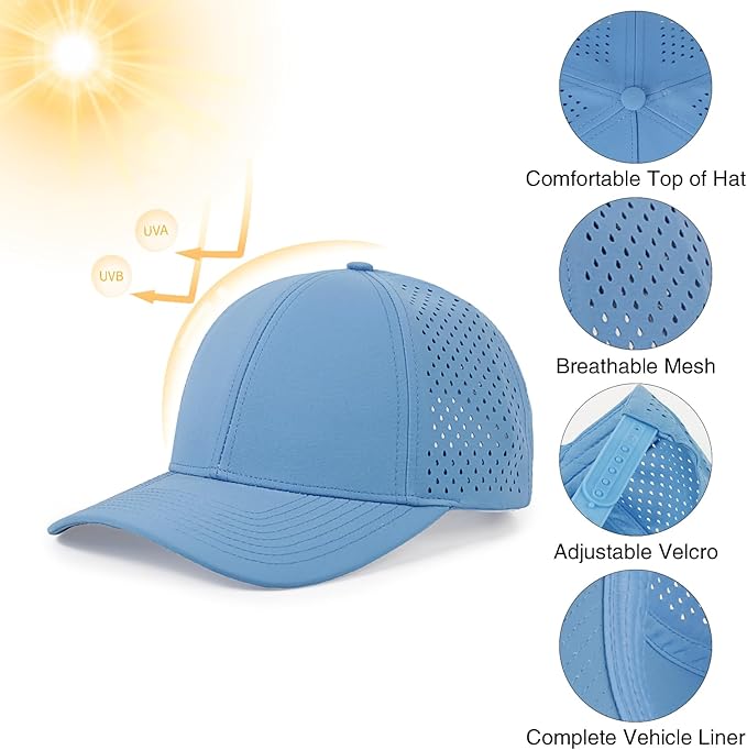 Quick Dry Baseball Cap Curved Brim Snapback Hat Laser Cut Mesh Ball Cap Golf Ball Cap for Men Women