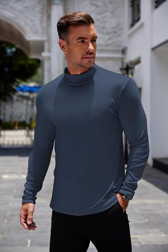 COOFANDY Mens Mock Turtleneck Long Sleeve Shirts Basic Thermal Turtle Neck Undershirt Lightweight Pullover Sweaters Top