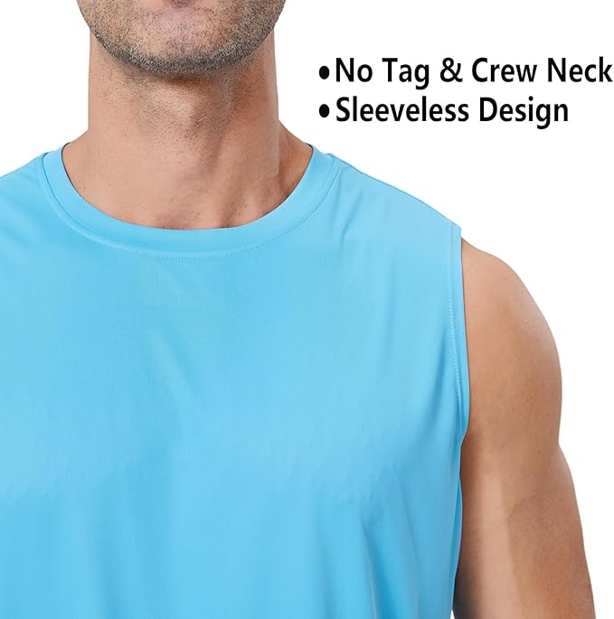Men's Sleeveless UPF 50+ Swim Shirts Quick Dry Workout Tank Top UV Protection Running Gym Muscle T Shirts