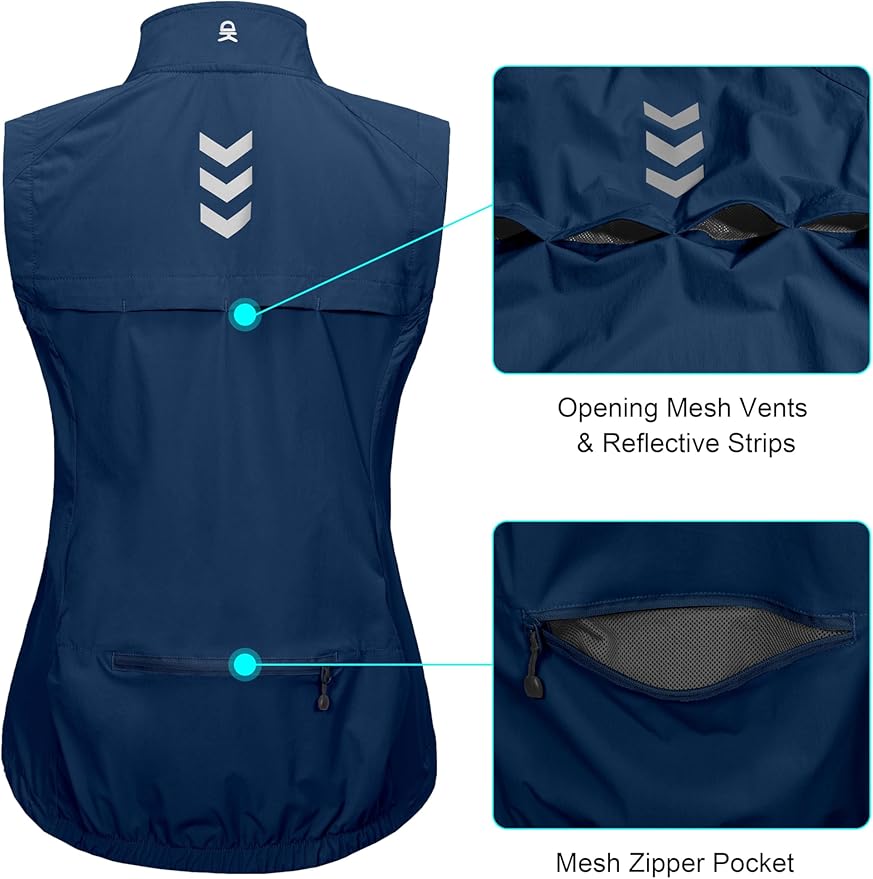 Little Donkey Andy Women's Lightweight Quick Dry Vest Summer Windproof Sleeveless Elastic Jacket for Golfing Cycling Running