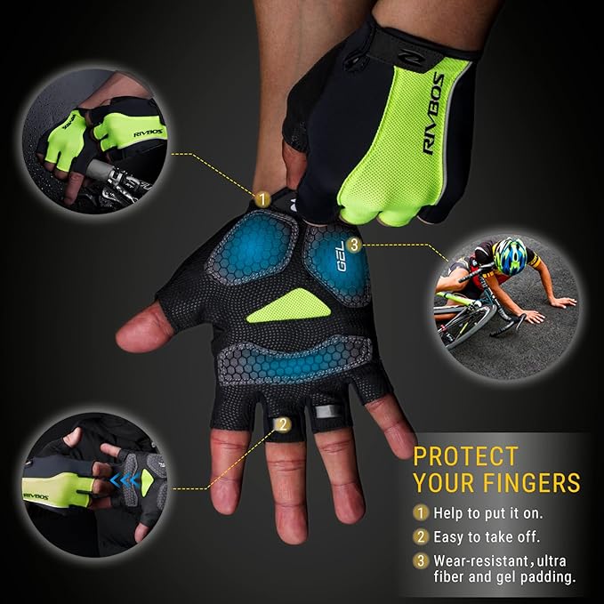 RIVBOS Cycling Gloves Bike Gloves for Men Women with Anti-Slip Shock-Absorbing Pad for Bicycle/Workout/Road Bike/Gym/Driving CHG001