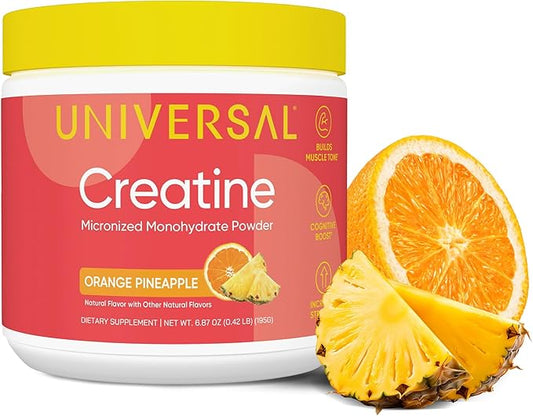 Universal U Creatine Monohydrate for Women - Flavored Creatine Powder, Female Strength, Energy, Lean Muscle Support and Recovery Supplement, No Bloat, No Bulk, 5g Per Serving, 30 Sv, Orange Pineapple