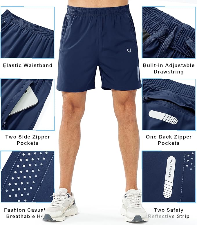 NORTHYARD Men's Athletic Running Shorts Quick Dry Workout Shorts 7"/ 5"/ 9" Lightweight Sports Gym Basketball Tennis Hiking