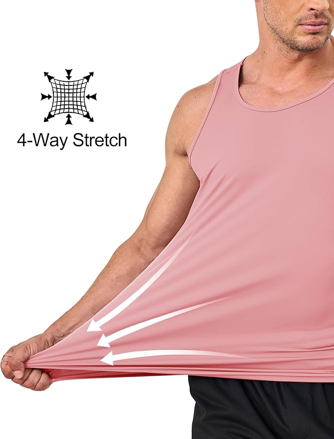 KEFITEVD Men's Workout Tank Tops Sleeveless Quick Dry UPF 80+ Summer Sun Shirts for Running Swim Gym Beach