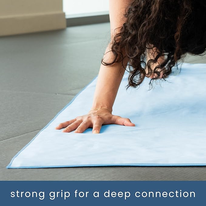 S&T INC. Yoga Mat Towel, Quick Dry Towel, Soft and Absorbent for Gym, Pilates, and Hot Yoga Mat, 2 Pack, 26.5 inches x 72 inches, Microfiber, Blue & Sage Green