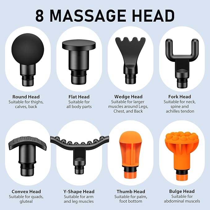 RAEMAO Massage Gun, Handheld Electric Deep Tissue Muscle Massager for Athletes for Pain Relief Attaching 8 Replacement Heads, Percussion Massager with 10 Speeds, Father's Day Gifts, Carbon