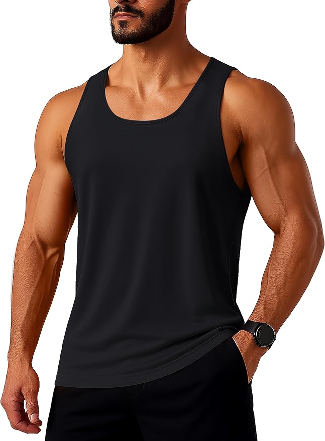 TACVASEN Mens Workout Tank Top UPF 80+ Y-Back Muscle Shirts Quick Dry Sleeveless Tee Shirt for Swim Beach Gym Athletic