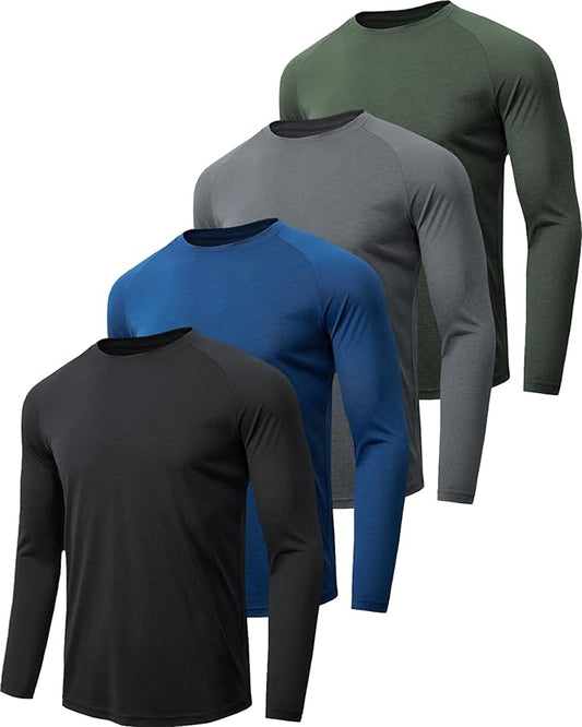 MLYENX 7 Pack Long Sleeve Shirts for Men UPF 50+ UV Sun Protection Quick Dry Moisture Wicking Workout Tee Shirts